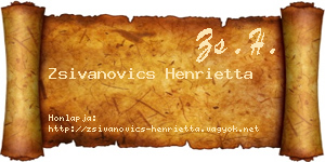 Zsivanovics Henrietta névjegykártya